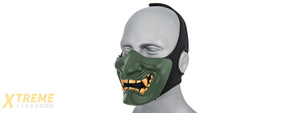 AC-883G YOKAI OGRE HALF FACE MASK W/ SOFT PADDING (GREEN/GOLD)