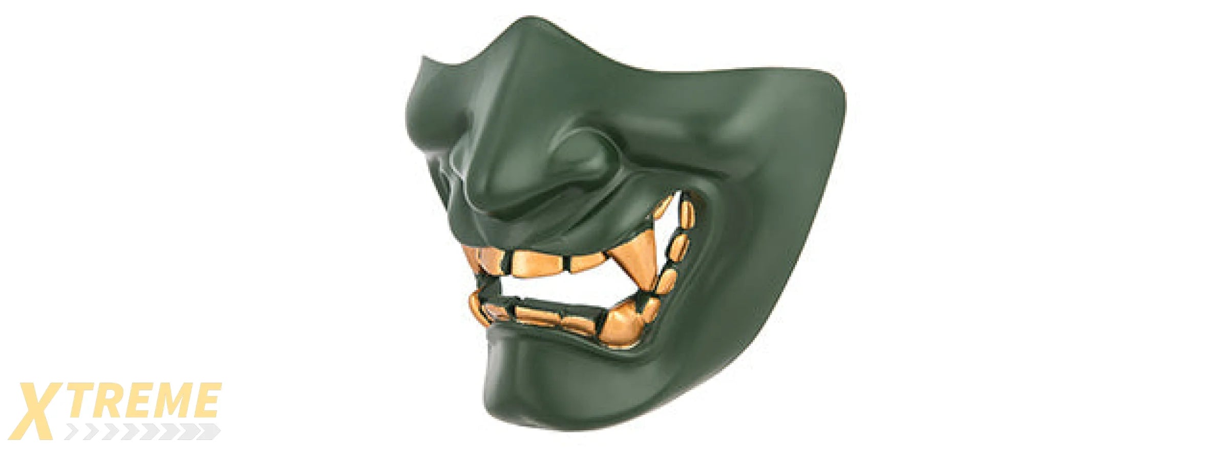 AC-883G YOKAI OGRE HALF FACE MASK W/ SOFT PADDING (GREEN/GOLD)