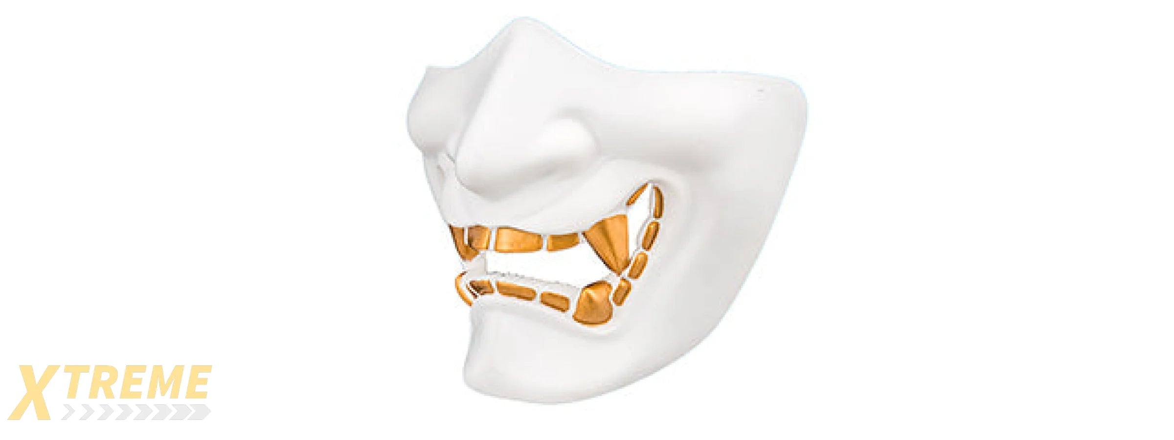 AC-883W YOKAI OGRE HALF FACE MASK W/ SOFT PADDING (WHITE/GOLD)