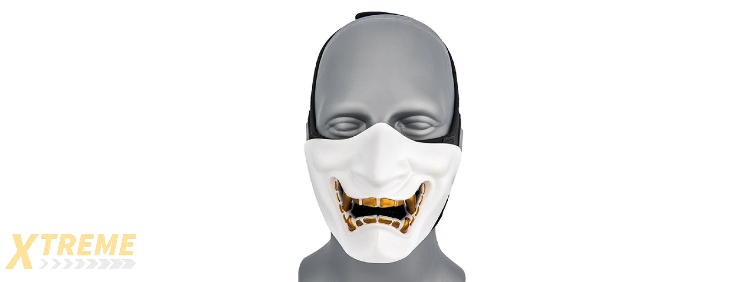 AC-883W YOKAI OGRE HALF FACE MASK W/ SOFT PADDING (WHITE/GOLD)