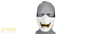 AC-883W YOKAI OGRE HALF FACE MASK W/ SOFT PADDING (WHITE/GOLD)