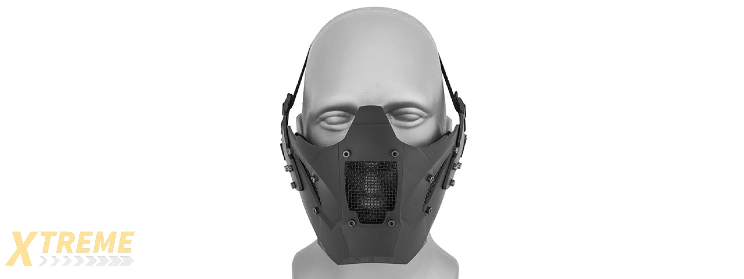 AC-885B ADJUSTABLE RETRO MECHA HALF FACE MASK (BLACK)