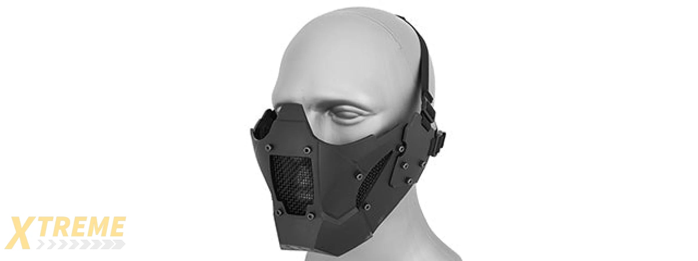 AC-885B ADJUSTABLE RETRO MECHA HALF FACE MASK (BLACK)