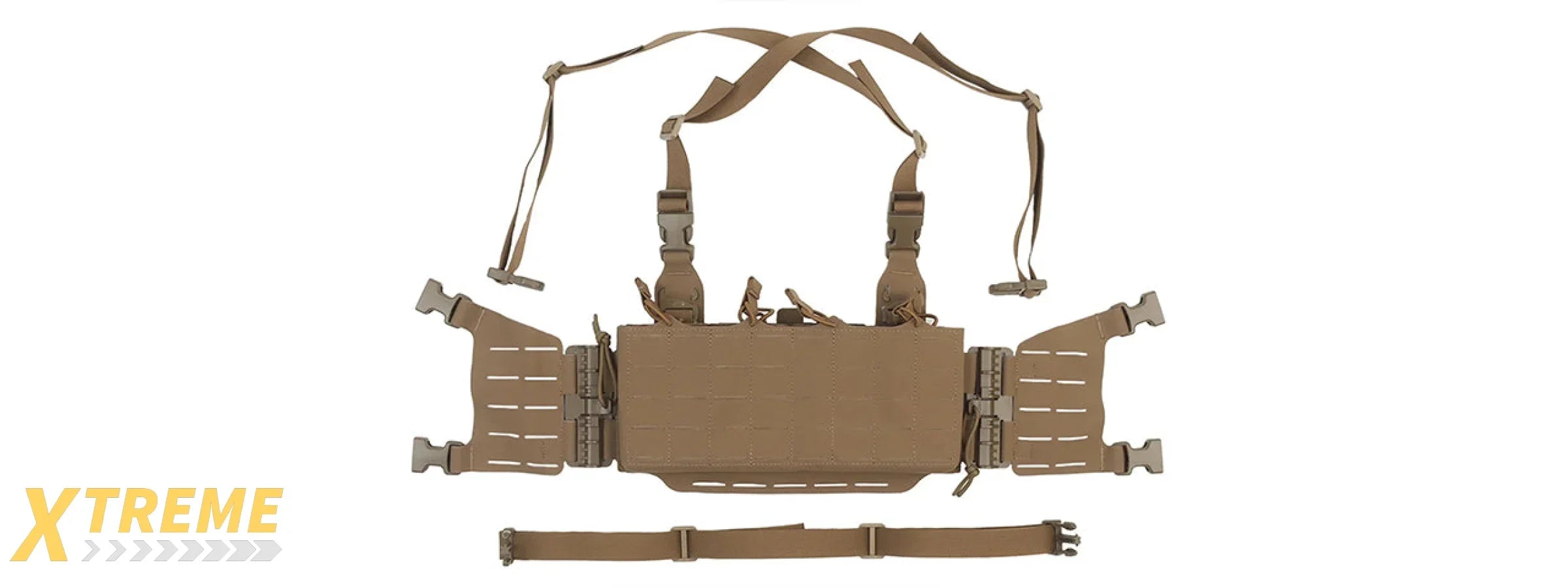 Tactical Molle Chest Rig Vest w/ 5.56 Magazine Front Panel - (Tan)