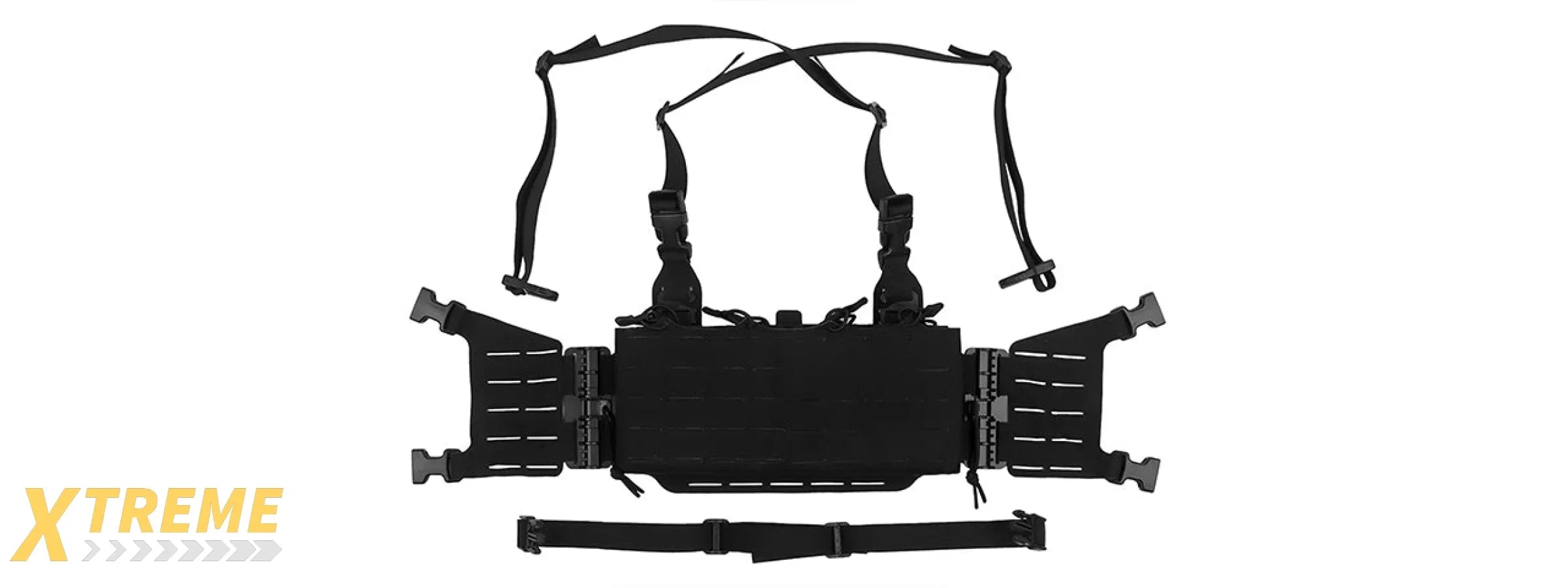 Tactical Molle Chest Rig Vest w/ 5.56 Magazine Front Panel - (Black)
