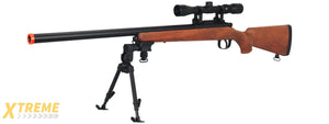 AGM MP001AAB BOLT ACTION SNIPER RIFLE w/ SCOPE & BI-POD (COLOR: WOOD)