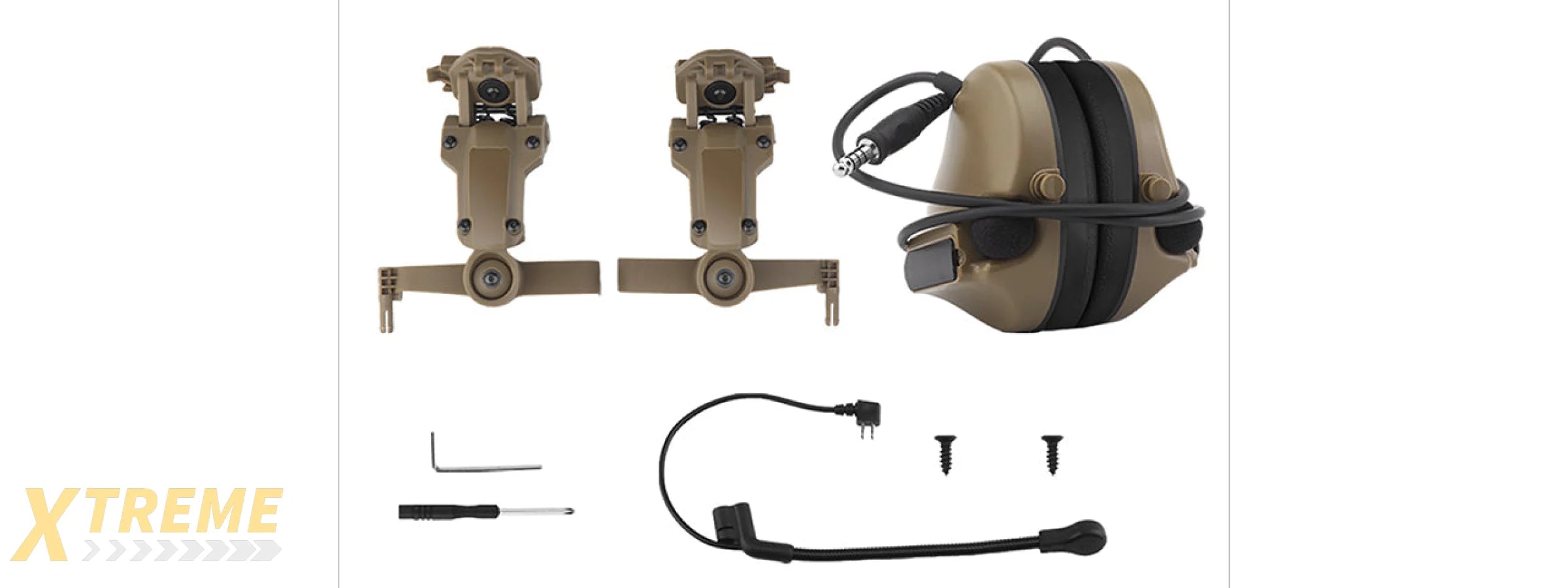 Airsoft C5 Tactical Communication Headset For Helmets - (Tan)