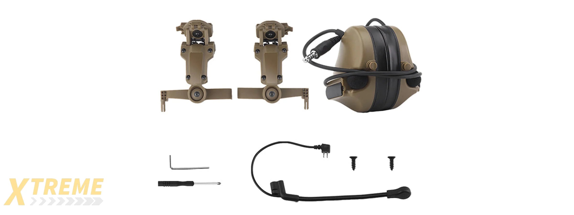 Airsoft C5 Tactical Communication Headset w/ Noise Reduction For Helmets - (Tan)