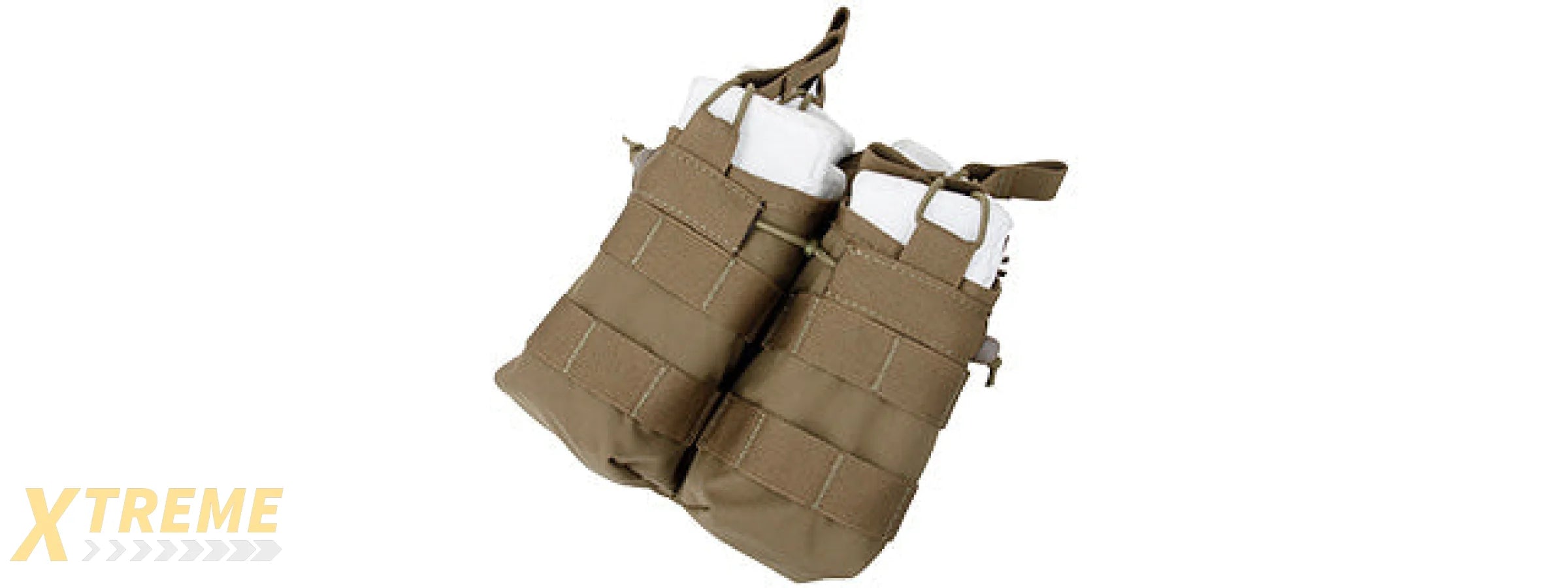 AMA DOUBLE OPEN TOP MAGAZINE POUCH W/ PARACORD LACING - COYOTE BROWN