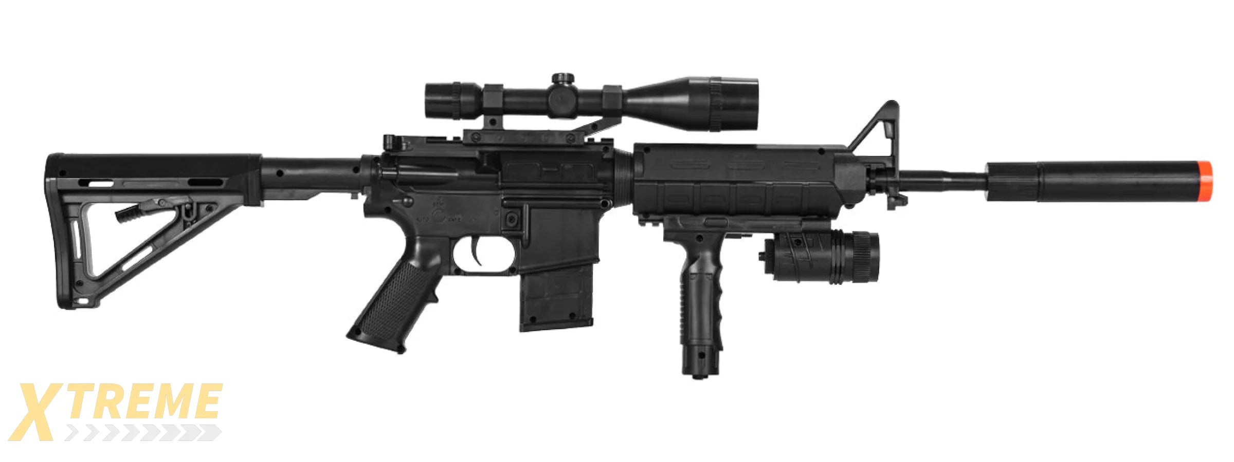 AMA Spring Airsoft Pistol w/ Vertical Grip, Laser & Stock - (Black)