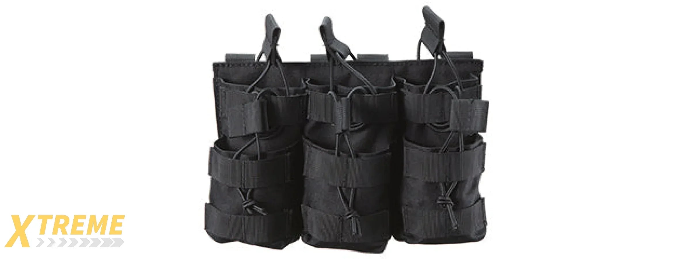 AR/AK 6 Pouch Magazine Holder Open-Top Triple Tactical Stacker Mag Pouch - (Black)