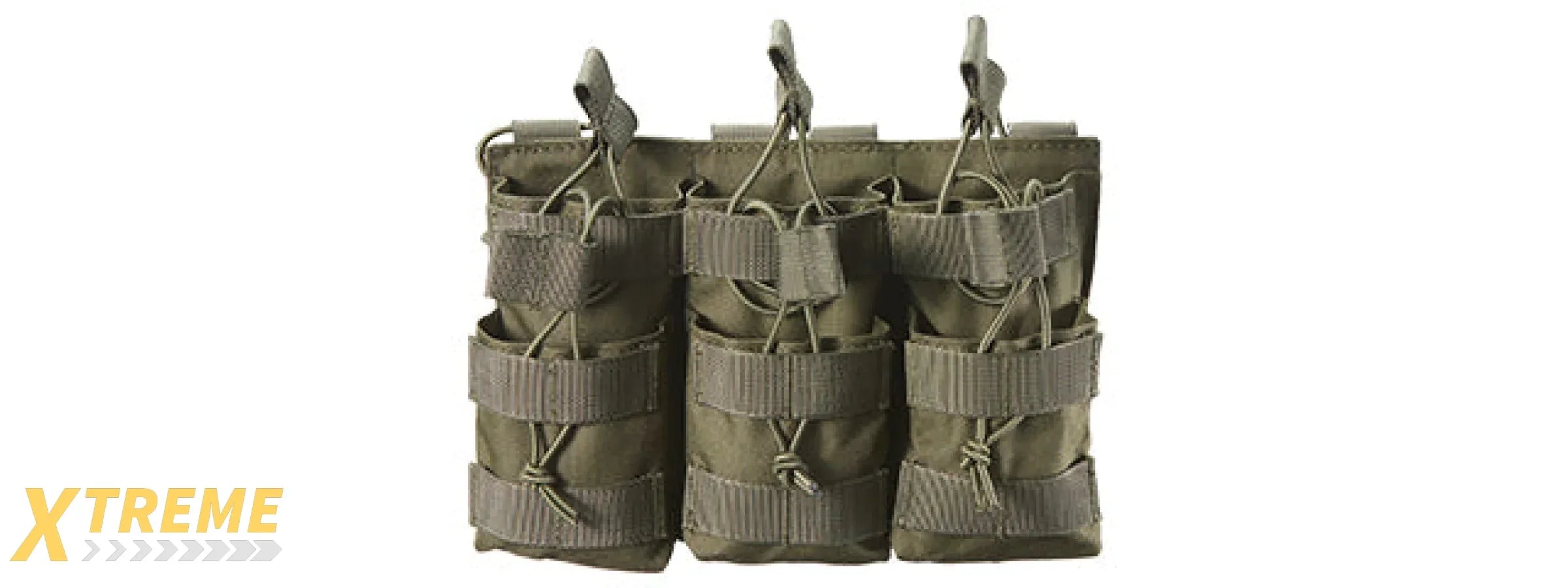 AR/AK 6 Pouch Magazine Holder Open-Top Triple Tactical Stacker Mag Pouch - (OD Green)