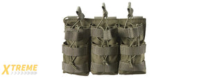 AR/AK 6 Pouch Magazine Holder Open-Top Triple Tactical Stacker Mag Pouch - (OD Green)
