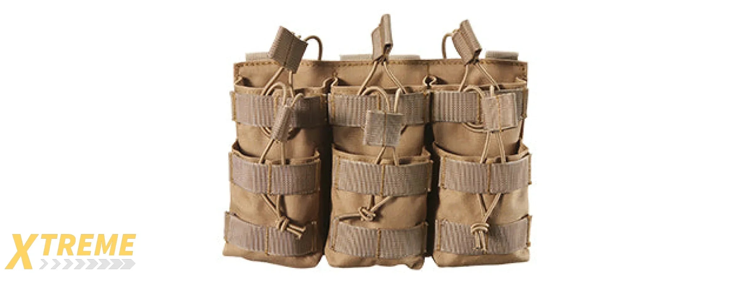 AR/AK 6 Pouch Magazine Holder Open-Top Triple Tactical Stacker Mag Pouch - (Tan)