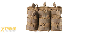 AR/AK 6 Pouch Magazine Holder Open-Top Triple Tactical Stacker Mag Pouch - (Tan)