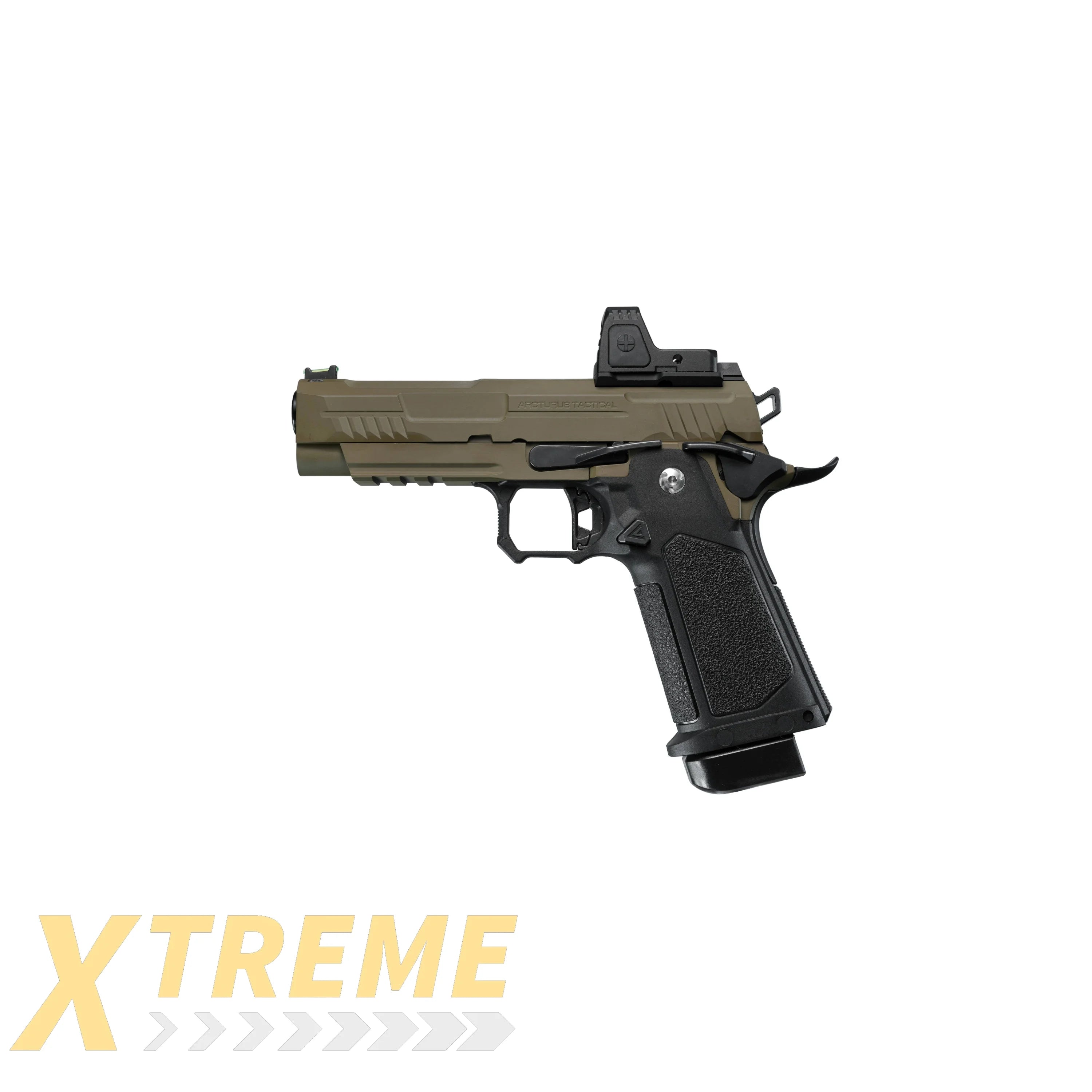 ARCTURUS Vanguard 4.3’’ Hi-Capa GBB Pistol w/Optics Ready Slide & ARS-1 Red Dot Combo BLK-TAN - Vanguard