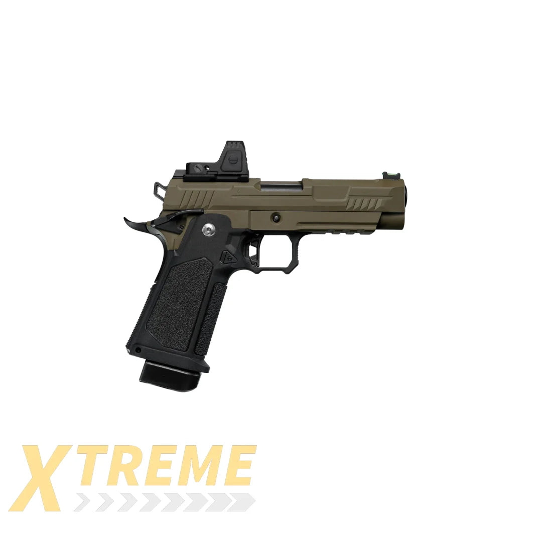 ARCTURUS Vanguard 4.3" Hi-Capa GBB Pistol w/Optics Ready Slide & ARS-1 Red Dot Combo BLK-TAN