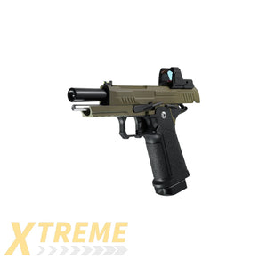 ARCTURUS Vanguard 4.3" Hi-Capa GBB Pistol w/Optics Ready Slide & ARS-1 Red Dot Combo BLK-TAN - XTREME Airsoft Superstore