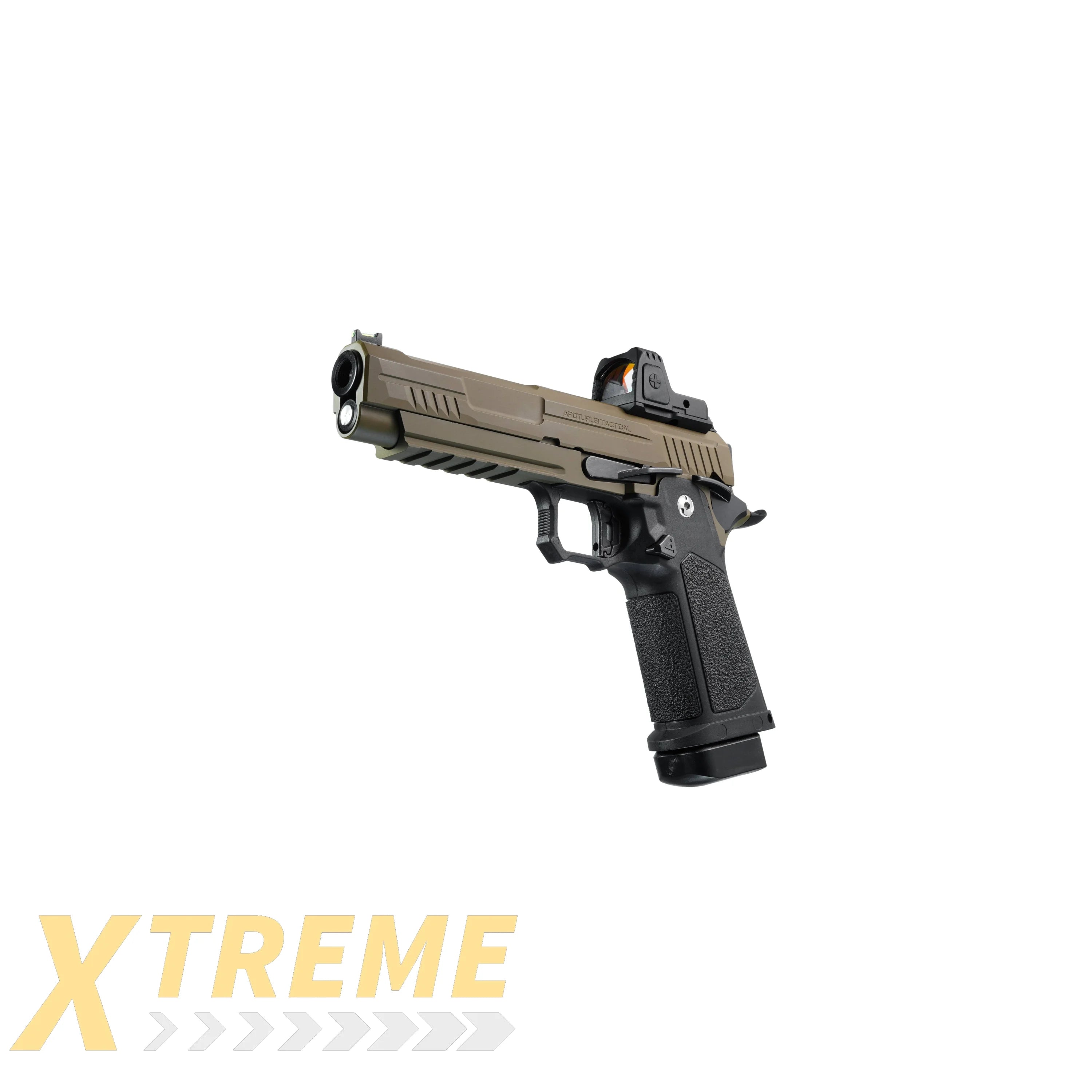 ARCTURUS Vanguard 5’’ Hi-Capa GBB Pistol w/Optics Ready Slide & ARS-1 Red Dot Combo BLK-TAN - Vanguard
