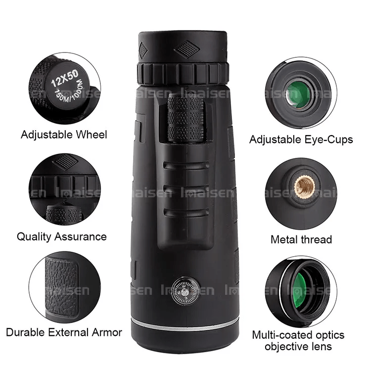 Dual Focus 12x50 Waterproof Monocular Spotting Scope With Universal Phone Mount - XTREME Airsoft Superstore