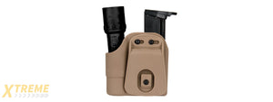 CA-1238T TACTICAL POLYMER PISTOL MAG AND FLASHLIGHT CARRIER (TAN)