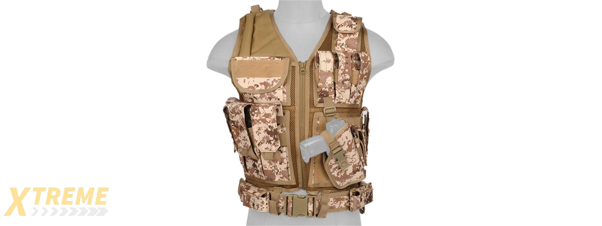 CA-310DDN 1000D NYLON AIRSOFT COMBAT VEST W/ HOLSTER (DESERT DIGITAL)