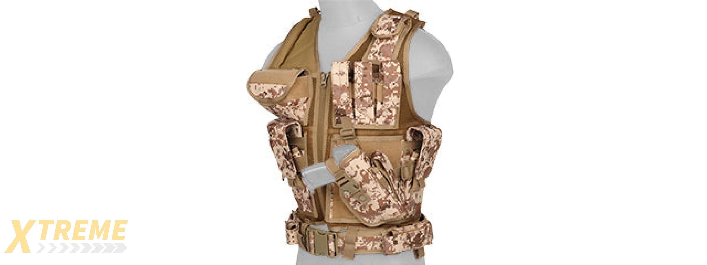 CA-310DDN 1000D NYLON AIRSOFT COMBAT VEST W/ HOLSTER (DESERT DIGITAL)