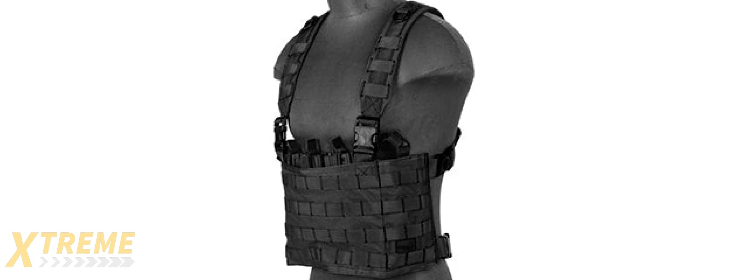 CA-882B LIGHTWEIGHT CHEST RIG W/ CONCEALED MAGAZINE POUCH (BLACK)