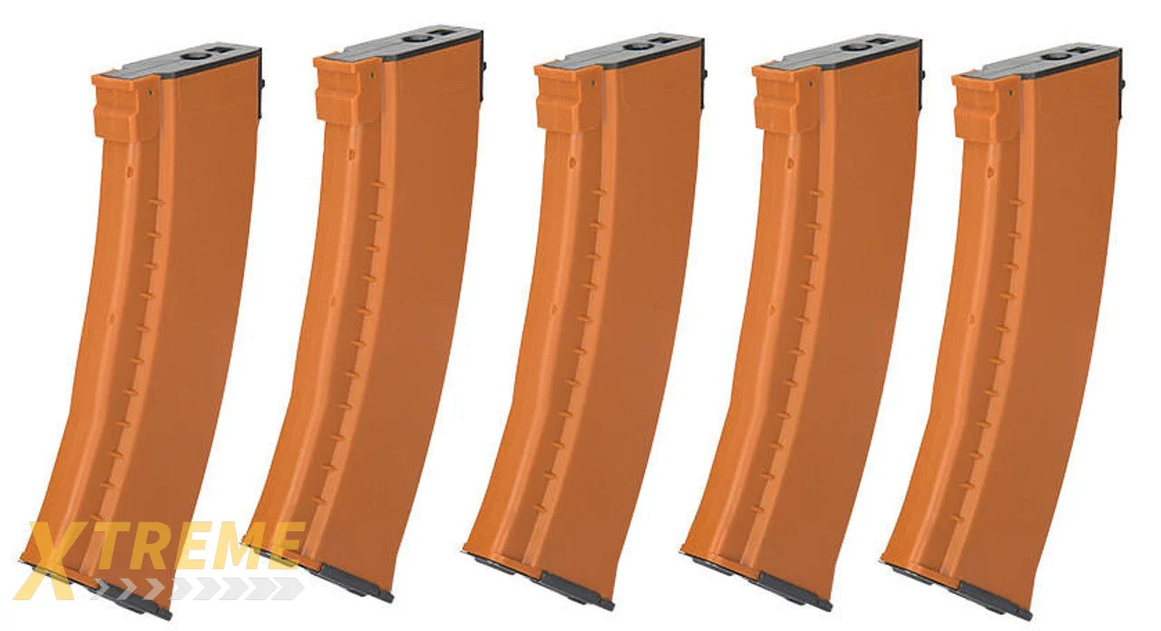 E&L Airsoft 74N Mid-cap 120Rds Magazine (Orange) Box Set- 5pcs