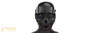 Fangs Mesh Lower Face Mask with Ear Protection (Color: Black)