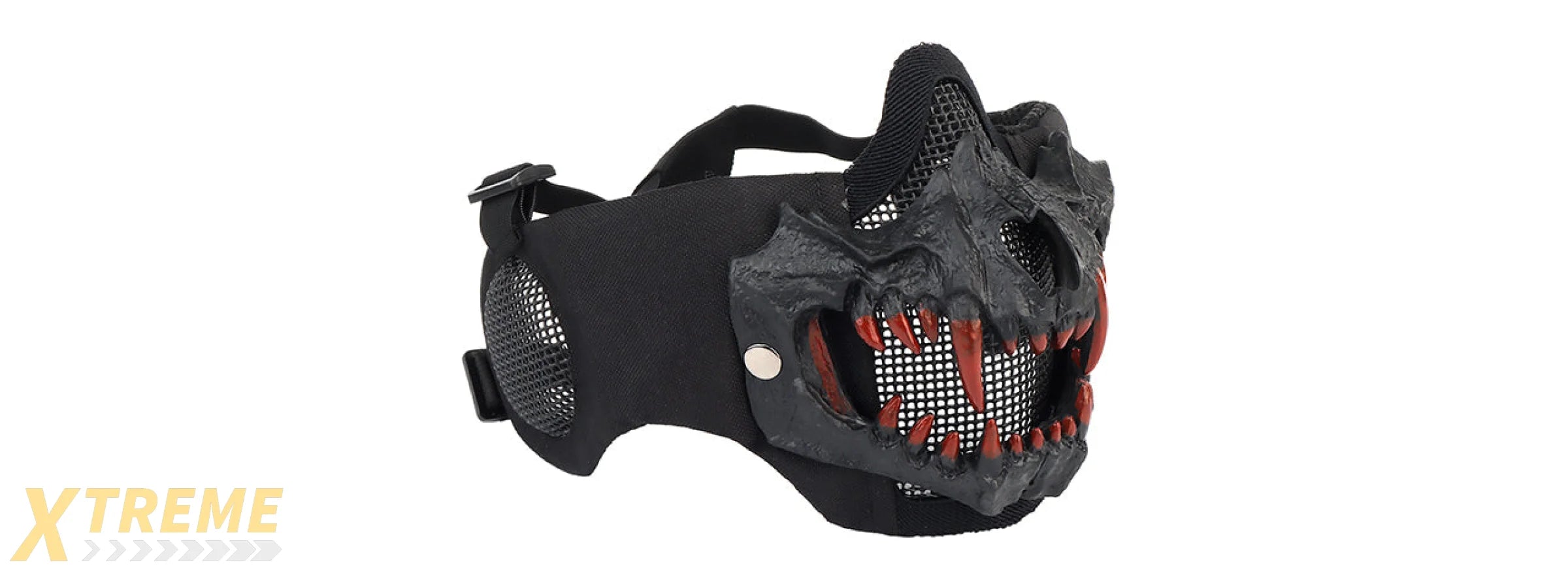 Fangs Mesh Lower Face Mask with Ear Protection (Color: Black)
