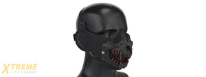 Fangs Mesh Lower Face Mask with Ear Protection (Color: Black)
