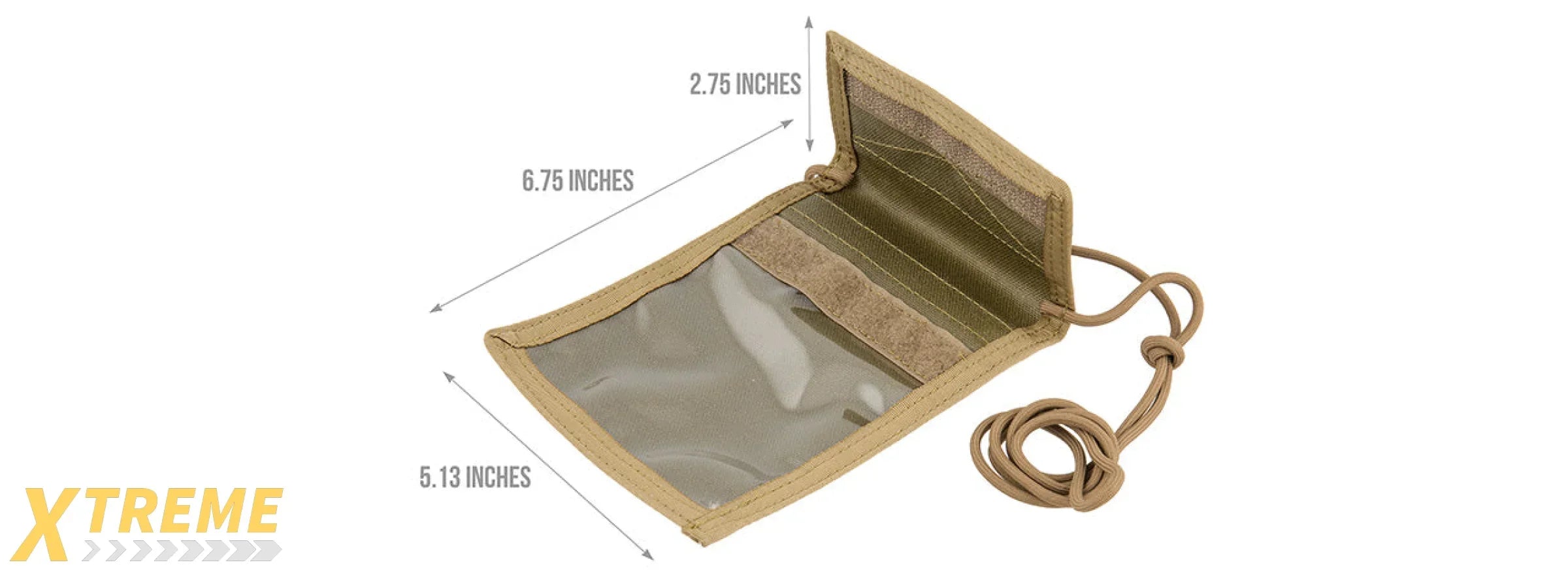 FY-BGA03KH NECK IDENTIFICATION STORAGE WALLET (KHAKI)