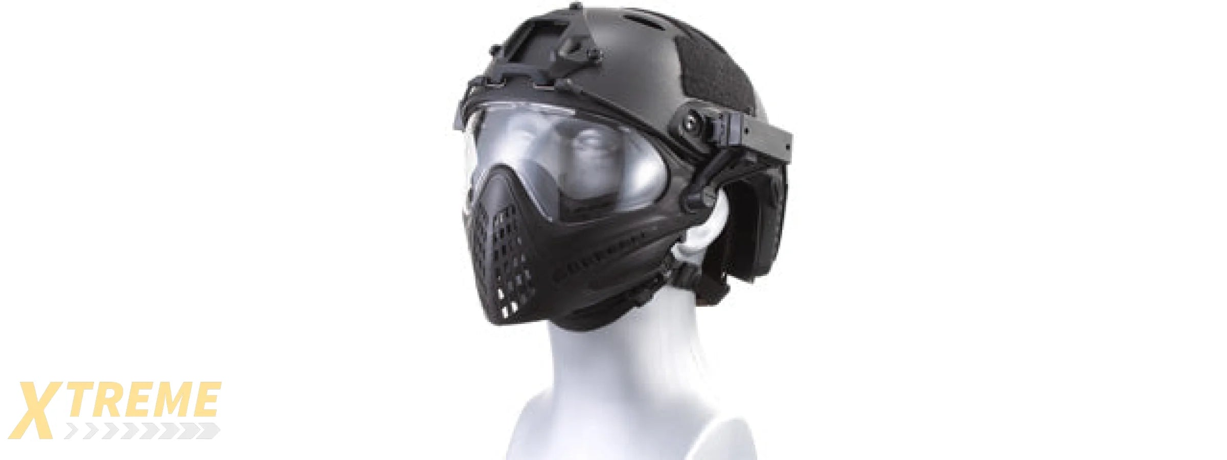 G-Force Pilot Full Face Helmet w/ Plastic Mesh Face Guard (Color: Black)