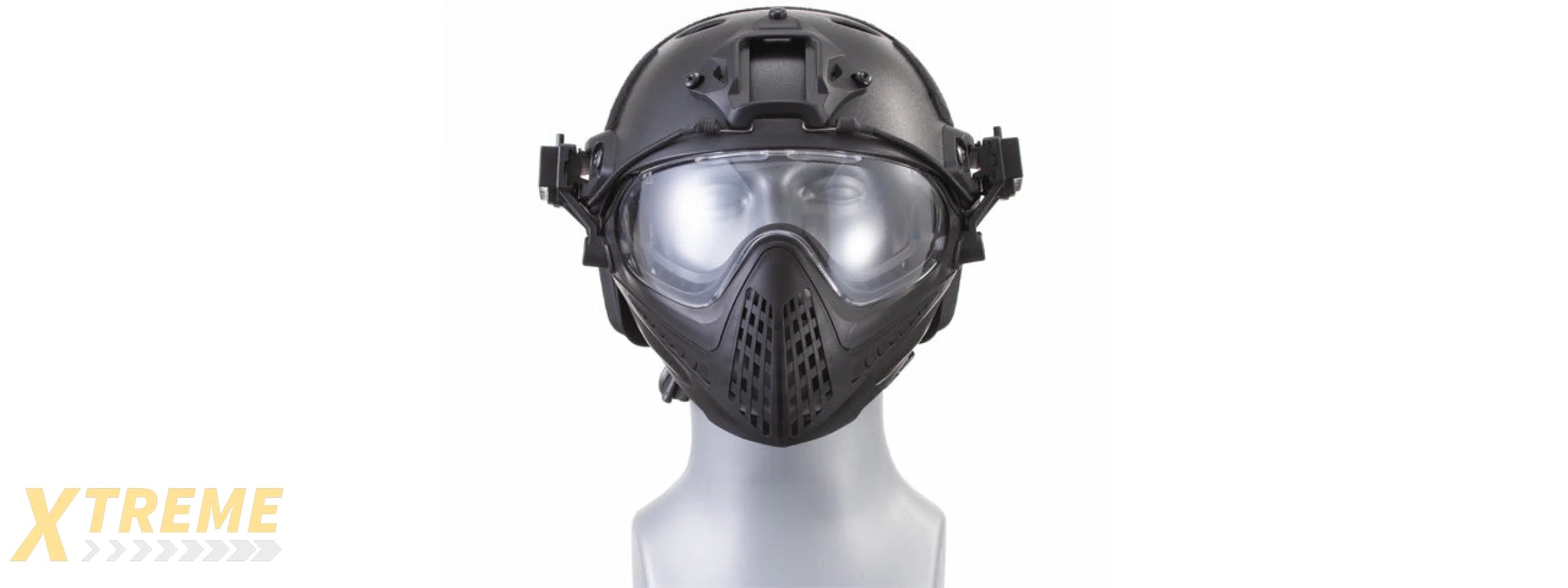 G-Force Pilot Full Face Helmet w/ Plastic Mesh Face Guard (Color: Black)