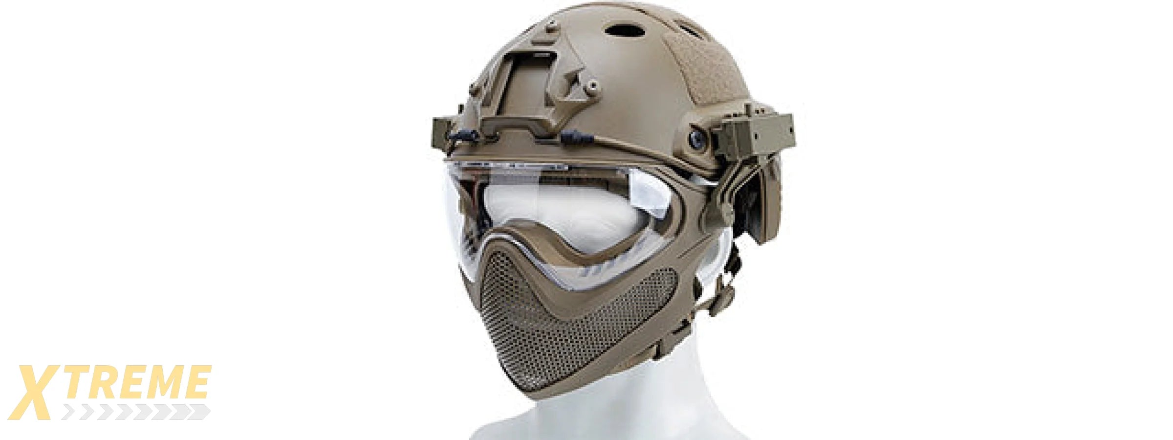 G-Force Pilot Full Face Helmet w/ Steel Mesh Face Guard (Color: Tan)