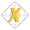Gold letter X within a target.