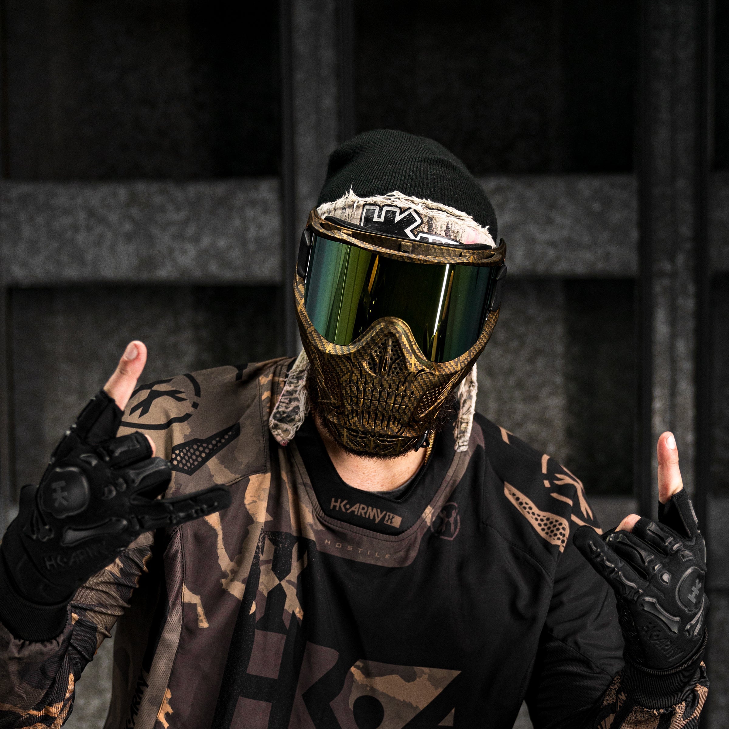 HSTL® Skull Goggle Machine Gold w/ Gold Lens - XTREME Airsoft Superstore