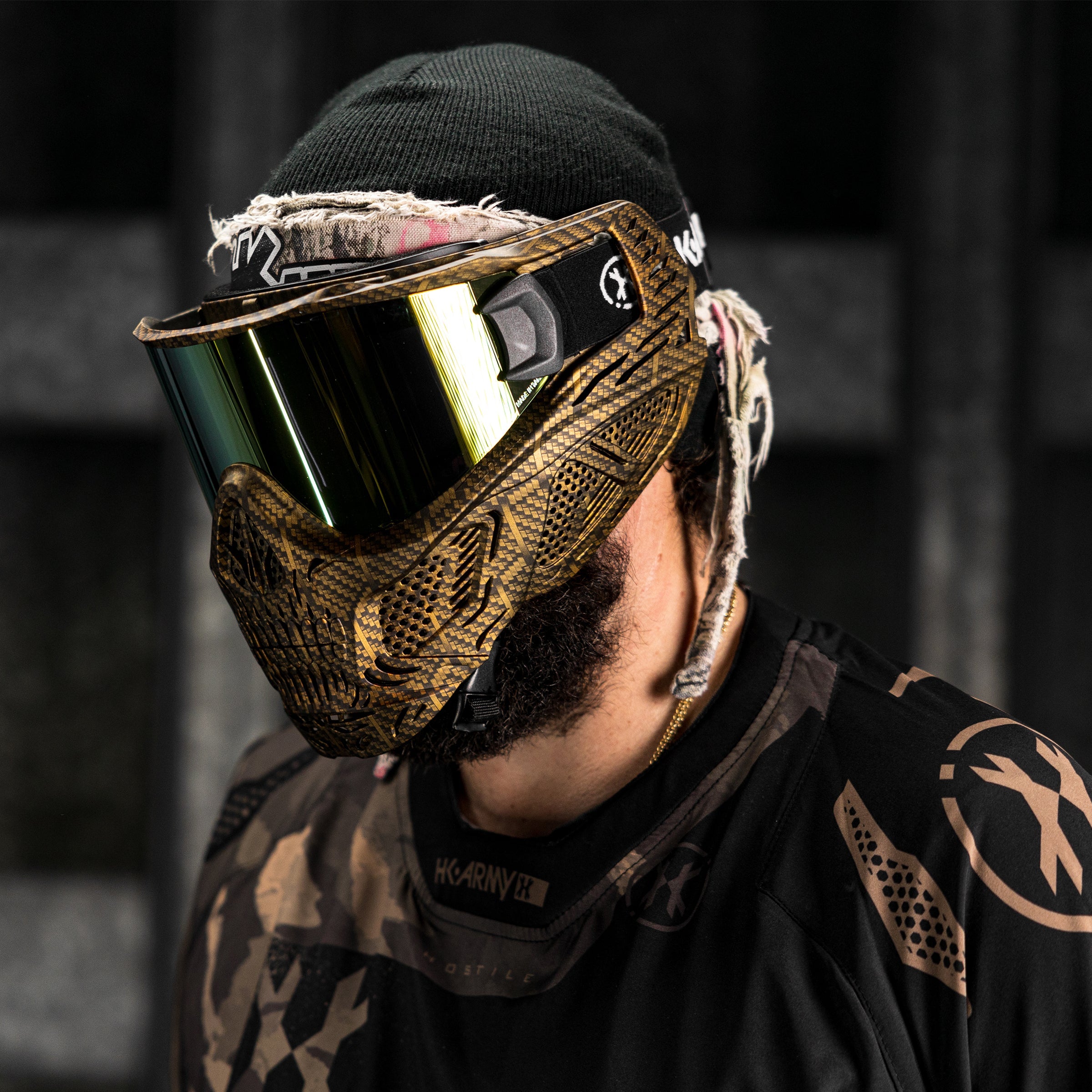 HSTL® Skull Goggle Machine Gold w/ Gold Lens - XTREME Airsoft Superstore