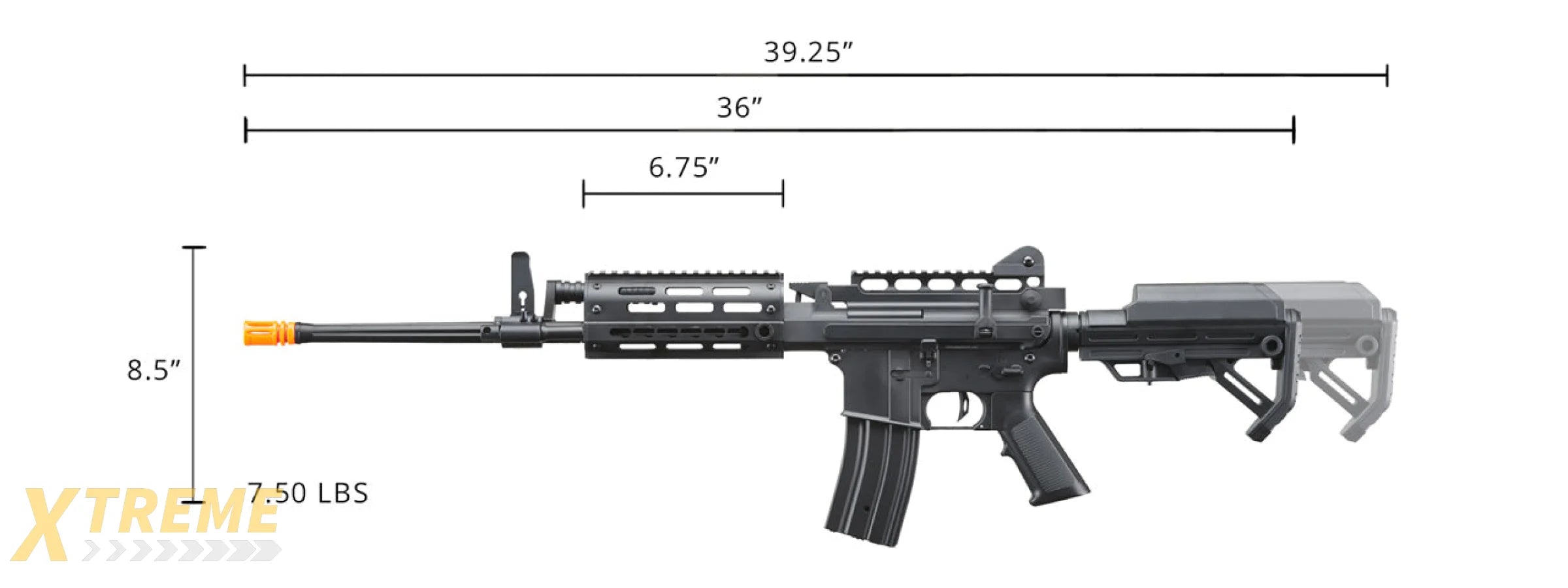 Golden Eagle AR LMG Airsoft Light Machine Gun (Color: Black)