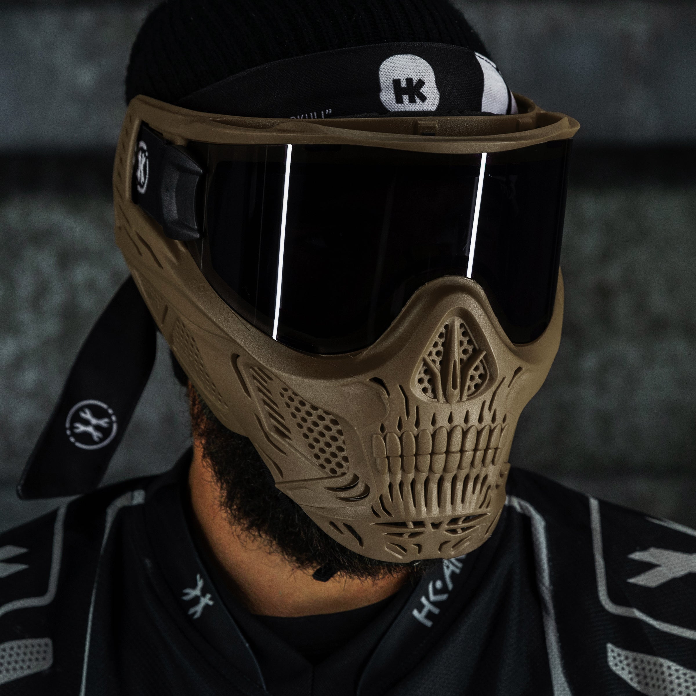 HSTL® Skull Goggle "Grave Digger" - Tan w/ Smoke Lens - XTREME Airsoft Superstore