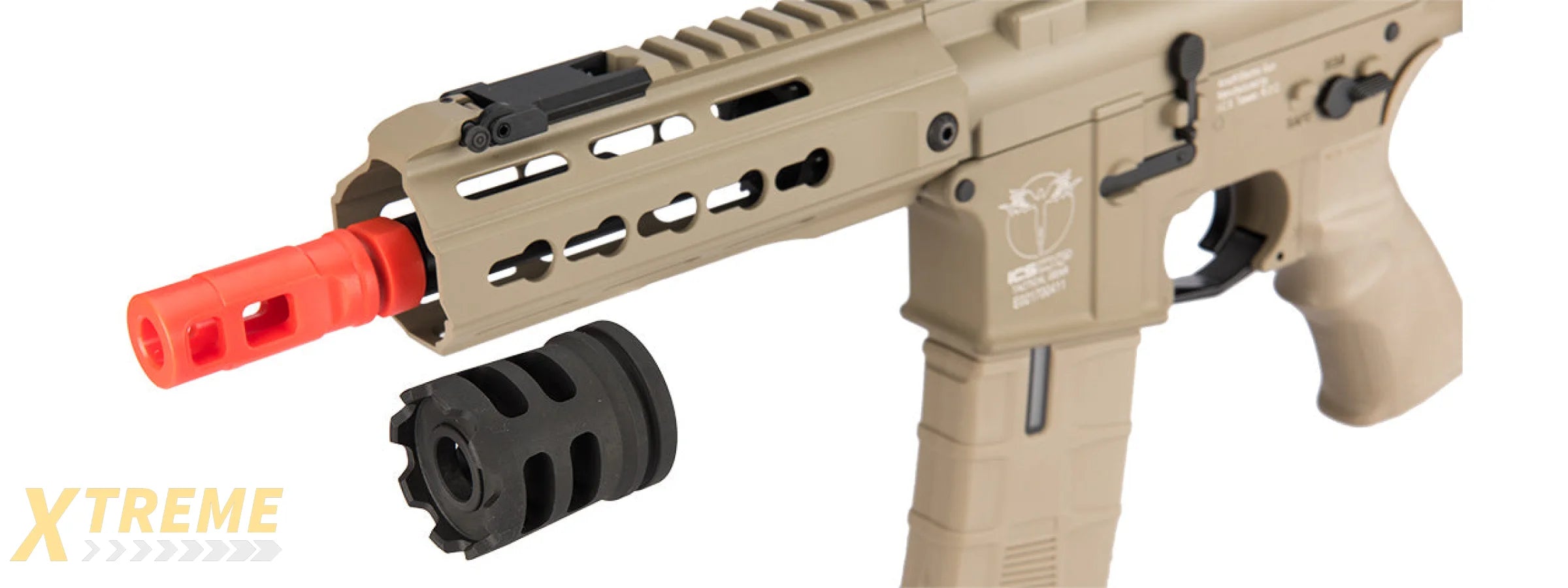 ICS CXP-UK1 CAPTAIN EBB KEYMOD M4 AIRSOFT AEG RIFLE - TAN