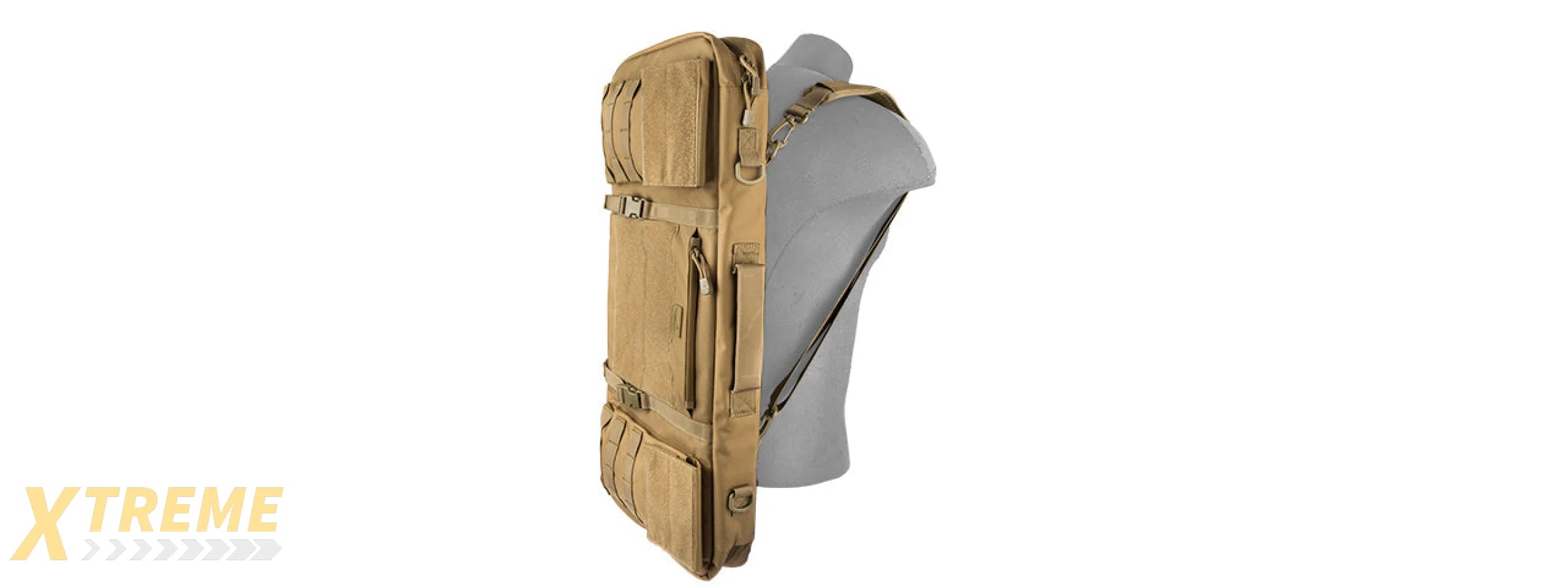 LANCER TACTICAL 1000D NYLON 3-WAY CARRY 29" DOUBLE RIFLE GUN BAG (KHAKI)
