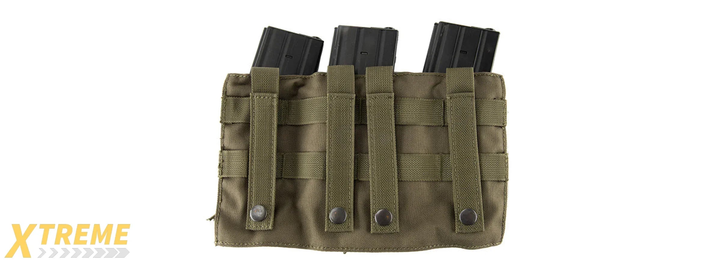 LANCER TACTICAL 1000D NYLON MOLLE 2-IN-1 TRIPLE M4/PISTOL MAG POUCH (OD GREEN)