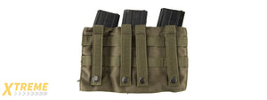 LANCER TACTICAL 1000D NYLON MOLLE 2-IN-1 TRIPLE M4/PISTOL MAG POUCH (OD GREEN)