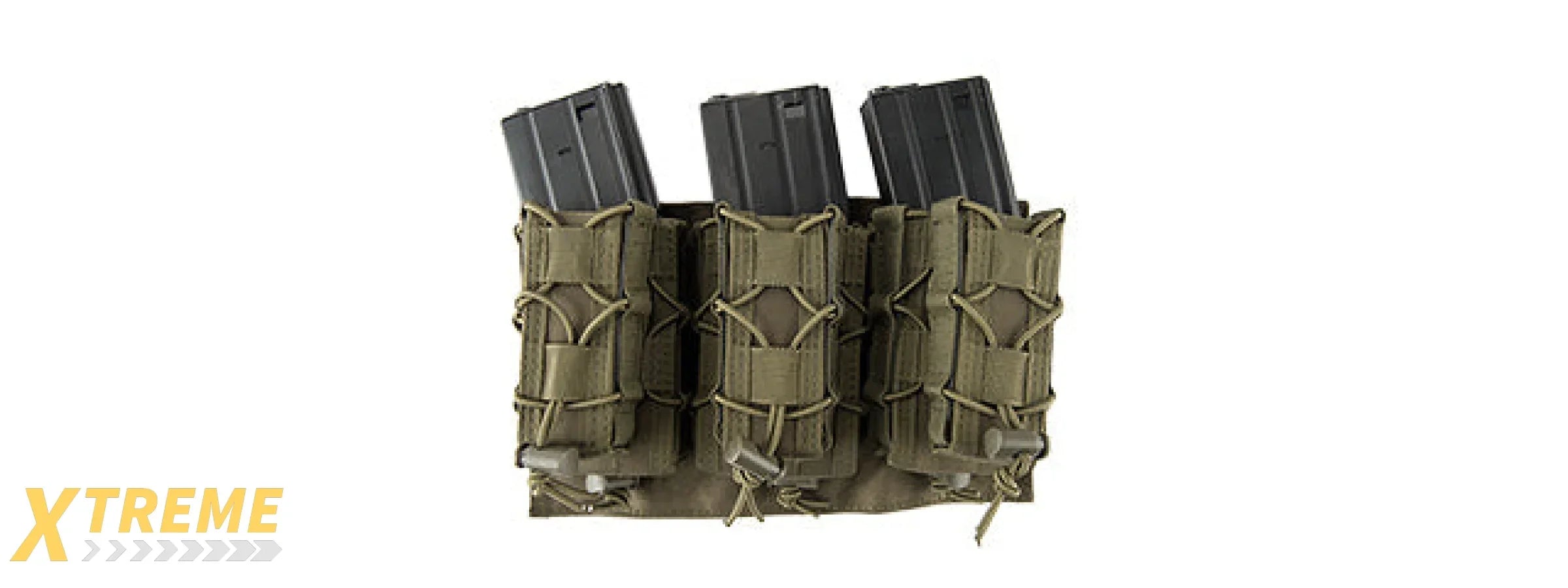 LANCER TACTICAL 1000D NYLON MOLLE 2-IN-1 TRIPLE M4/PISTOL MAG POUCH (OD GREEN)