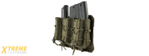 LANCER TACTICAL 1000D NYLON MOLLE 2-IN-1 TRIPLE M4/PISTOL MAG POUCH (OD GREEN)