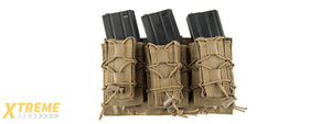 LANCER TACTICAL 1000D NYLON MOLLE 2-IN-1 TRIPLE M4/PISTOL MAG POUCH (TAN)