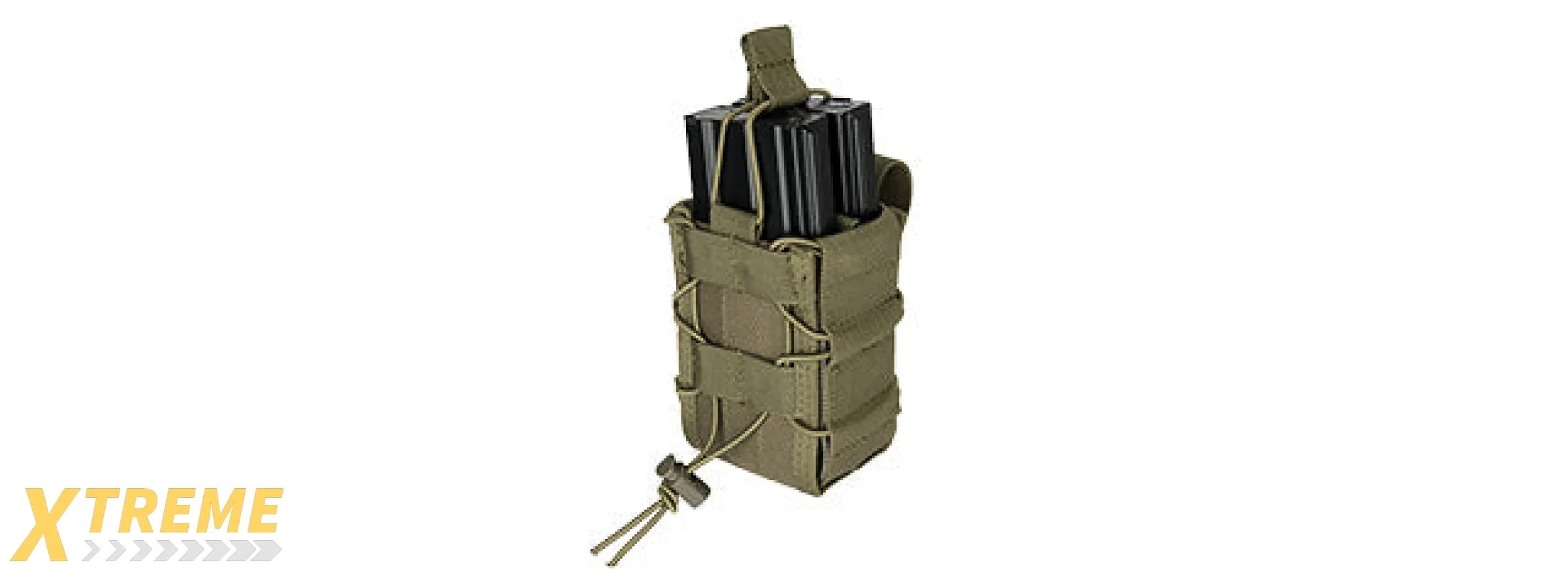 LANCER TACTICAL 1000D NYLON MOLLE BUNGEE DOUBLE MAG POUCH (OD GREEN)
