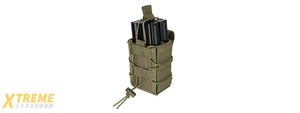 LANCER TACTICAL 1000D NYLON MOLLE BUNGEE DOUBLE MAG POUCH (OD GREEN)